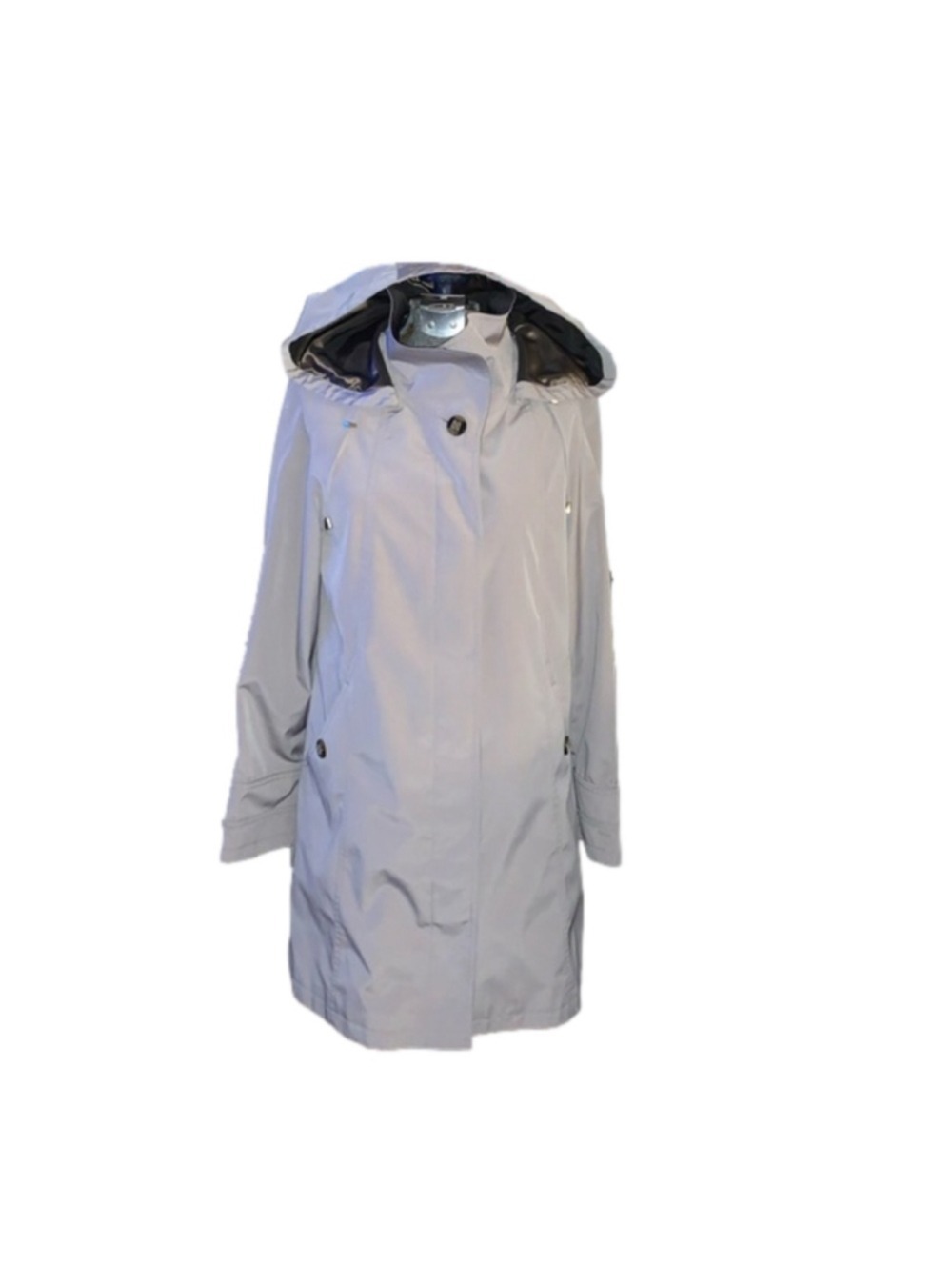 Gallery New York hooded taupe trench coat size medium petite